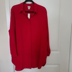 New Chico's Holly Red Tunic Shirt.
